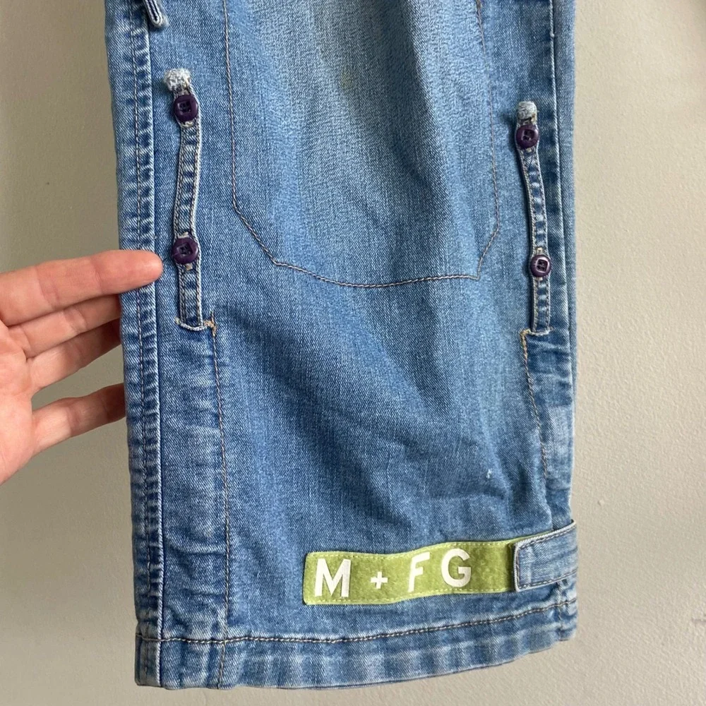 Marithe Francois Girbaud Cargo Denim Jeans Light Wash Cropped Sz 31 Y2K Utility